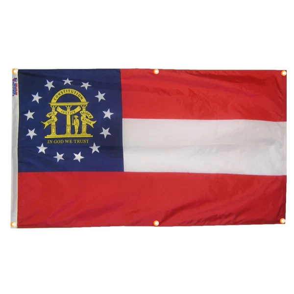 Georgia Flag with Grommets Along the Edges for Wall Hanging - Image 3