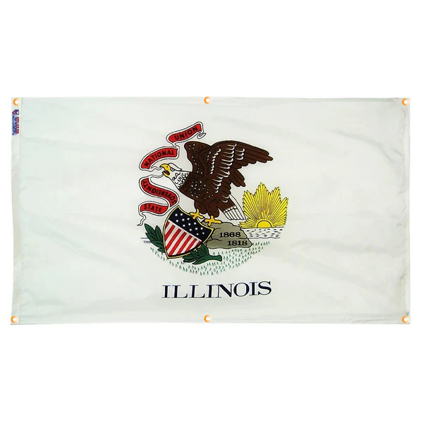 Illinois Flag with Grommets Along the Edges for Wall Hanging - Image 3