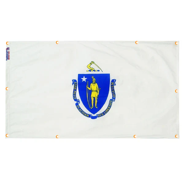 Massachusetts Flag with Grommets Along the Edges for Wall Hanging - Image 5