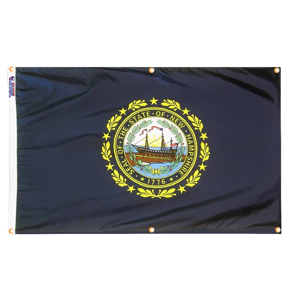 New Hampshire Flag with Grommets Along the Edges for Wall Hanging - Image 3